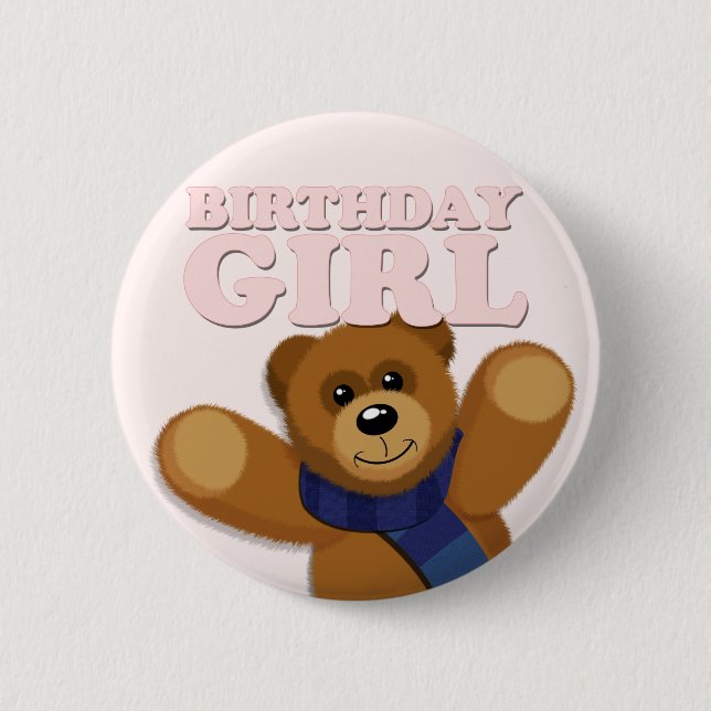 Badge Rond 5 Cm Insigne de fille d'anniversaire de Big Bear (Devant)
