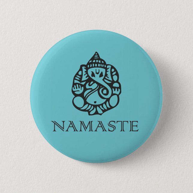 Badge Rond 5 Cm Insigne de Namaste Ganesh (Devant)