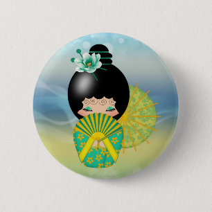 Badge Rond 5 Cm Insigne de Pin de poupée de kokeshi d'espoir