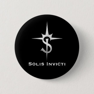 Badge Rond 5 Cm Insigne de Solis Invicti (argenté, avec le texte)
