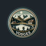 Badge Rond 5 Cm Insigne des Vosges France<br><div class="desc">Les Vosges dans un style vectoriel. Les Vosges sont une gamme de montagnes moyennes dans l'est de la France,  près de sa frontière avec l'Allemagne.</div>