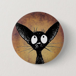 Badge Rond 5 Cm Insigne drôle de bouton d'art de chat noir