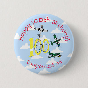 Badge Rond 5 Cm Insigne du 100e anniversaire des Mustangs (Ciel bl