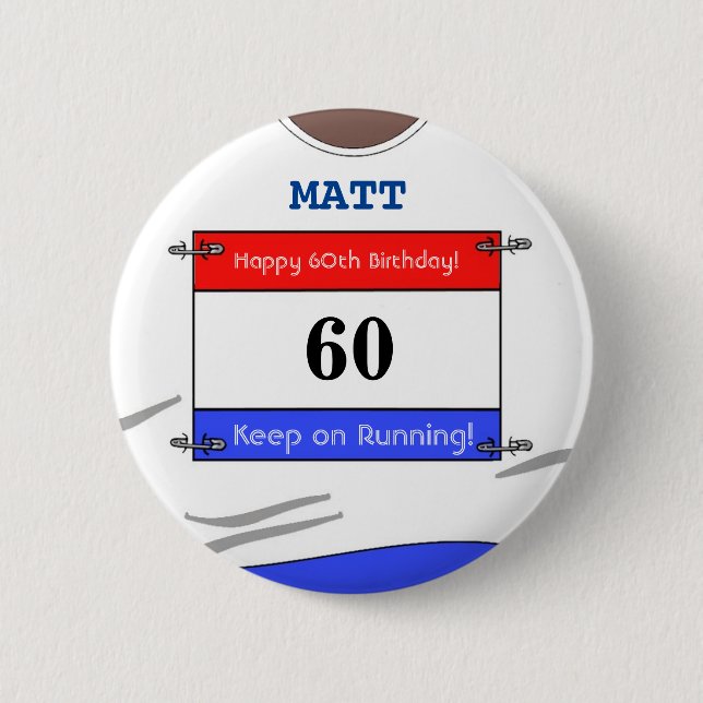 Badge Rond 5 Cm Insigne du 60e anniversaire pour un coureur (haut  (Devant)