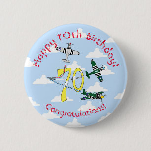 Badge Rond 5 Cm Insigne du 70e anniversaire des Mustangs Ciel Bleu