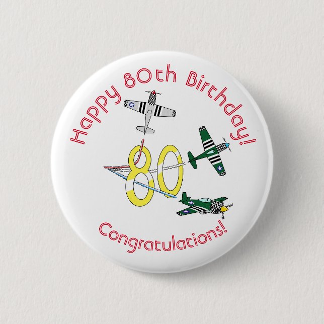 Badge Rond 5 Cm Insigne du 80e anniversaire des Mustangs (Devant)