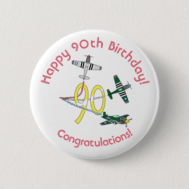 Badge Rond 5 Cm Insigne du 90e anniversaire des Mustangs (Devant)