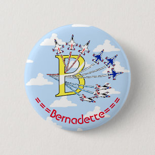 Badge Rond 5 Cm Insigne initial B ciel bleu des Thunderbirds