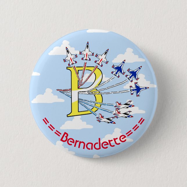 Badge Rond 5 Cm Insigne initial B ciel bleu des Thunderbirds (Devant)