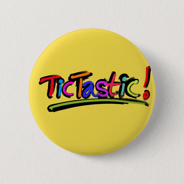 Badge Rond 5 Cm Insigne jaune de TicTastic ! (Devant)