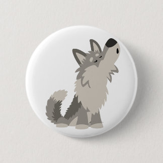 Badge Rond 5 Cm Insigne mignon de bouton de loup de bande dessinée