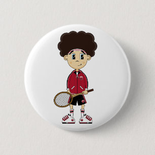 Badge Rond 5 Cm Insigne mignon de garçon de tennis