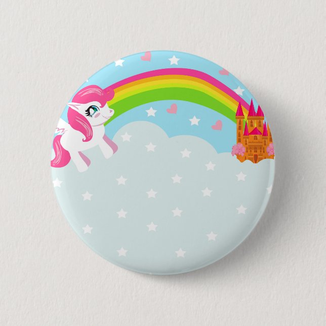 Badge Rond 5 Cm insigne mignon de licorne (Devant)