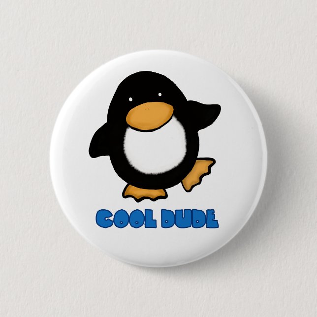 Badge Rond 5 Cm Insigne mignon de pingouin de type frais (Devant)