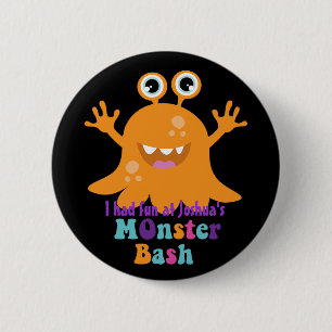 Badge Rond 5 Cm Insigne personnalisé de partie - monstre orange