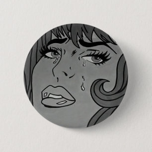Badge Rond 5 Cm Insigne pleurant d'art de bruit de fille