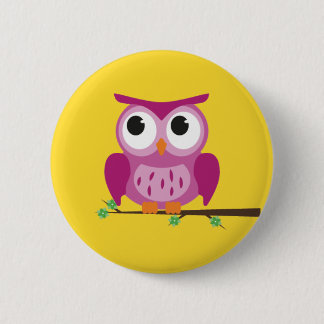 Badge Rond 5 Cm Insigne pourpre de bouton de hibou