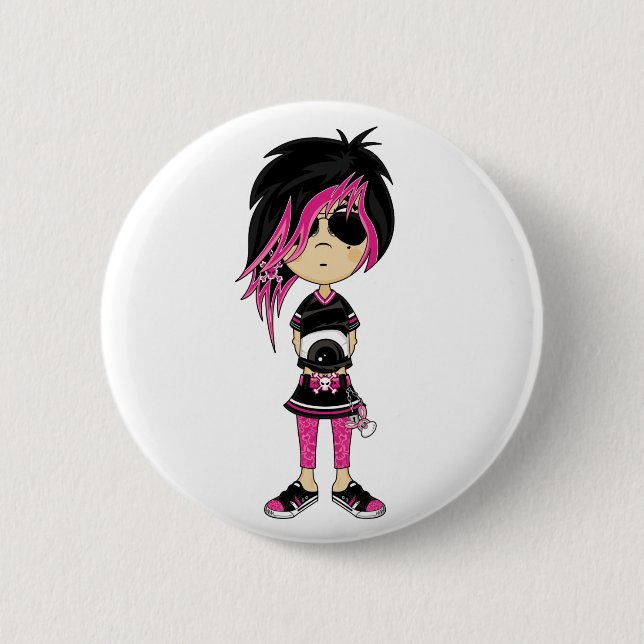 Badge Rond 5 Cm Insigne punk de fille d'Emo (Devant)