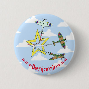 Badge Rond 5 Cm Insigne Rond Spitfire Star Blue Sky 6 Cm