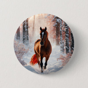 Badge Rond 5 Cm Insigne Silhouette de Cheval Intemporel