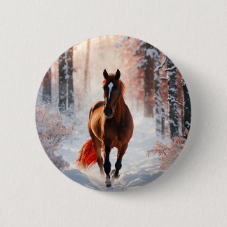 Badge Rond 5 Cm Insigne Silhouette de Cheval Intemporel