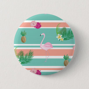 Badge Rond 5 Cm Insigne tropical de bouton de Flamant rose