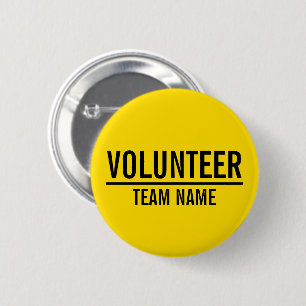 Badge Rond 5 Cm Insigne volontaire jaune avec le nom fait sur