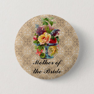 Badge Rond 5 Cm Insignes de relief floraux vintages de bouton de
