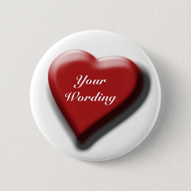 Badge Rond 5 Cm Insignes personnalisables simples de coeur rouge (Devant)