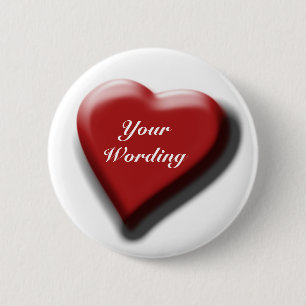 Badge Rond 5 Cm Insignes personnalisables simples de coeur rouge