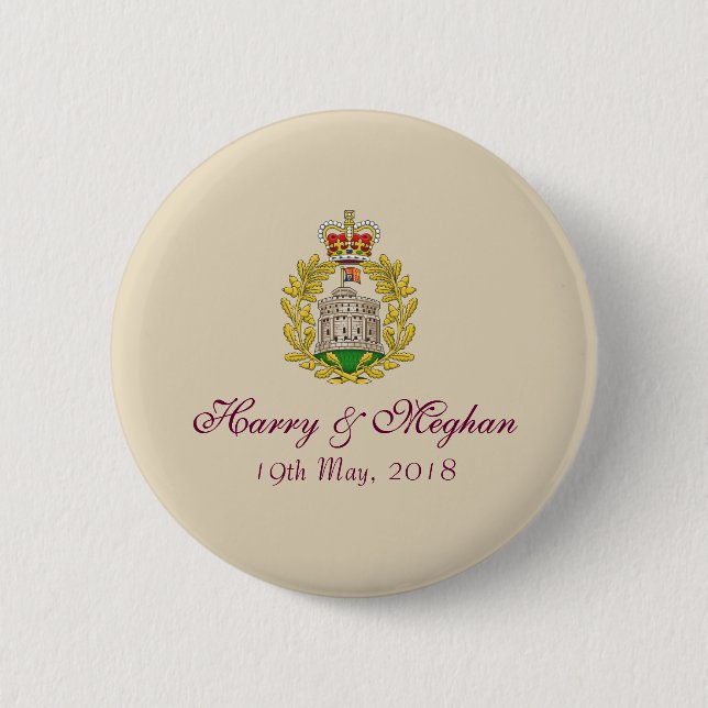 Badge Rond 5 Cm Insignes royaux de bouton de Harry et de mariage (Devant)