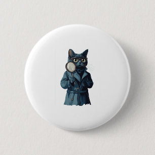 Badge Rond 5 Cm Inspecteur Whiskers � Drôle Chat Mystère Novel