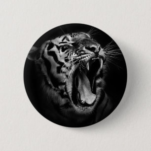 Badge Rond 5 Cm Inspiration de tigre noir et blanc