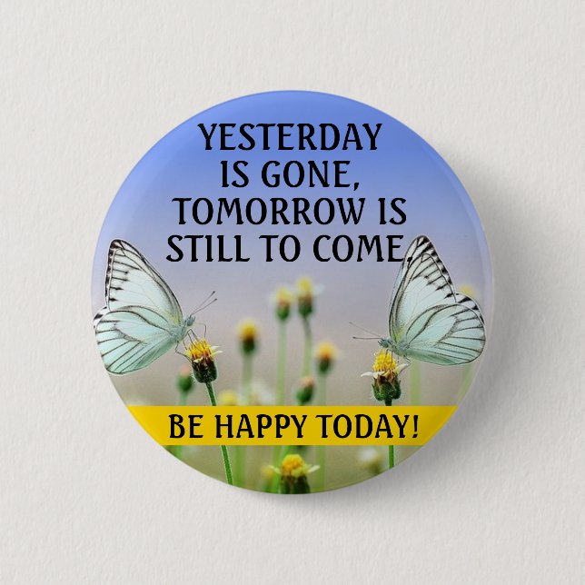 Badge Rond 5 Cm Inspirationnal Butterflies Button w/ Editable Text (Devant)