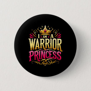 Badge Rond 5 Cm Inspirationnel Guerrier Princesse Couronne Motivat