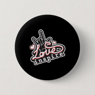Badge Rond 5 Cm inspirer l'amour ASL ILY Hand Sign Language Deaf A