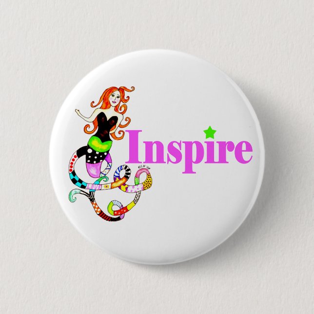 Badge Rond 5 Cm Inspirez le bouton "Girly" de sirène (Devant)