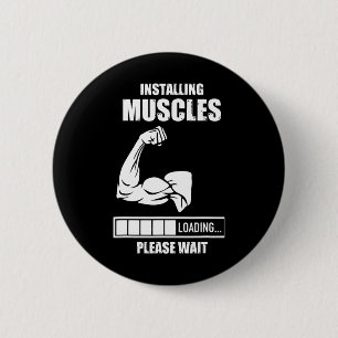 Badge Rond 5 Cm Installation De Muscles Veuillez Patienter Gym Bod