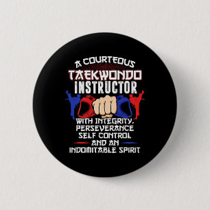 Badge Rond 5 Cm Instructor Taekwondo Cadeau 5 Tenets Niveau Ceintu