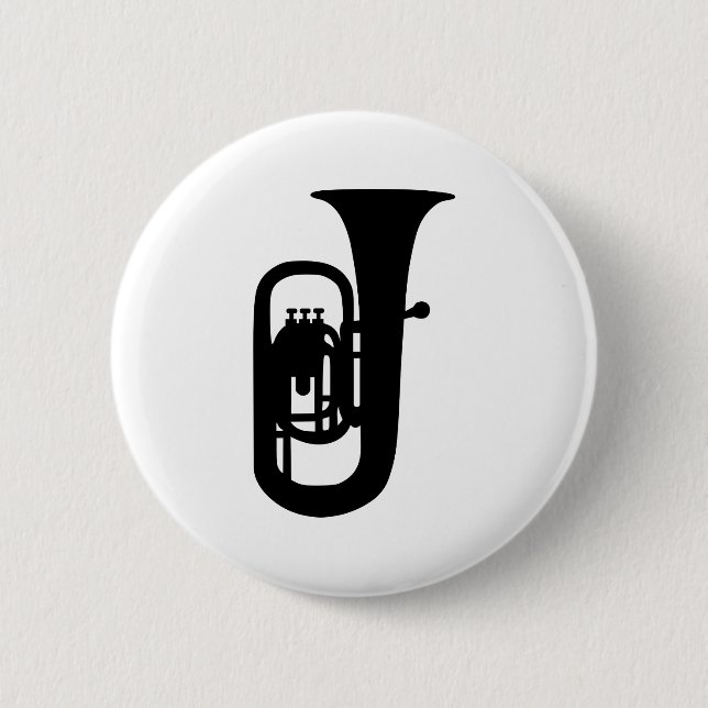 Badge Rond 5 Cm Instrument noir de tuba (Devant)