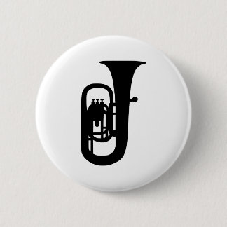 Badge Rond 5 Cm Instrument noir de tuba