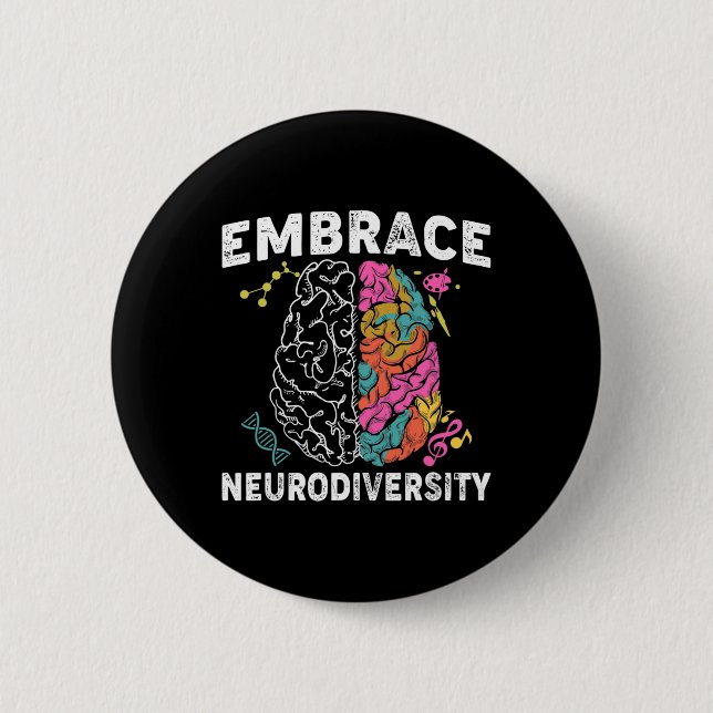 Badge Rond 5 Cm Intégrer la Sensibilisation sur l'autisme Neurodiv (Devant)