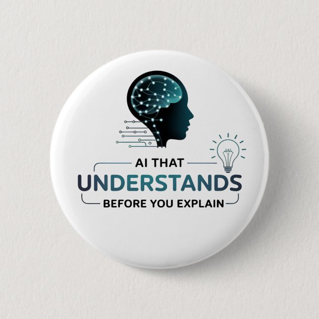 Badge Rond 5 Cm Intelligence Artificielle Smart Tech Design (Devant)