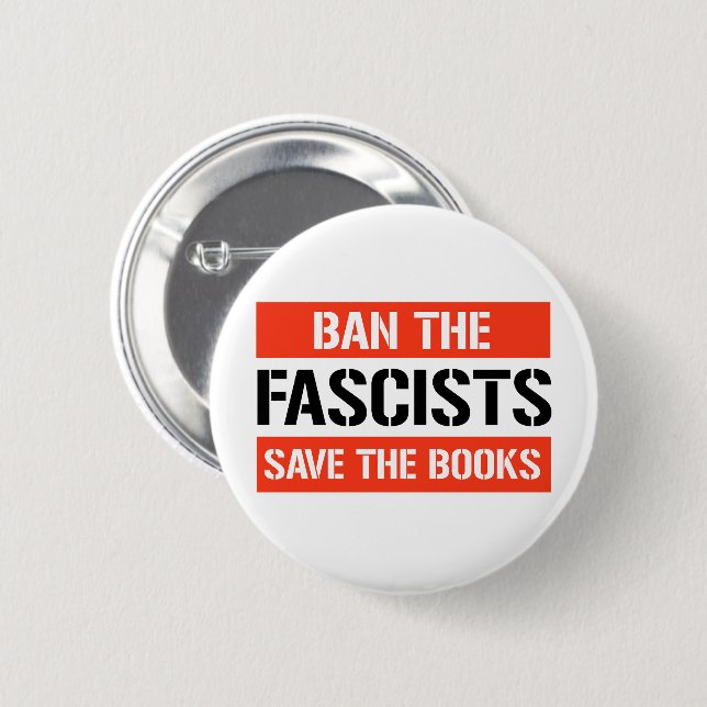 Badge Rond 5 Cm Interdire les fascistes sauver les livres (Devant & derrière)
