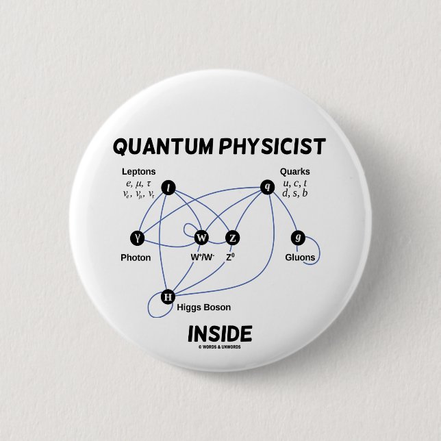 Badge Rond 5 Cm Intérieur de physicien de Quantum (boson de Higgs (Devant)