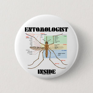 Badge Rond 5 Cm Intérieur d'entomologiste (anatomie de moustique)