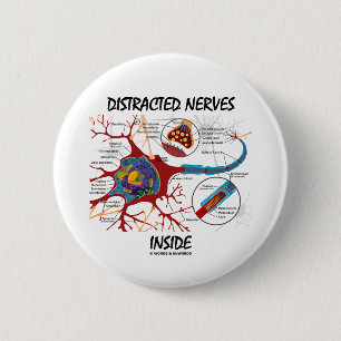 Badge Rond 5 Cm Intérieur distrait de nerfs (synapse)