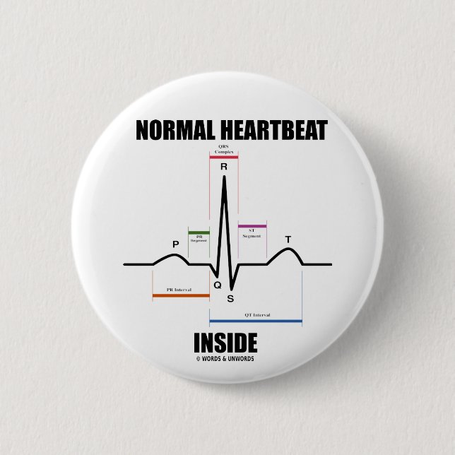 Badge Rond 5 Cm Intérieur normal de battement de coeur (ECG ECG) (Devant)