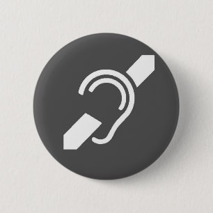 Badge Rond 5 Cm International Deaf Button White on Grey