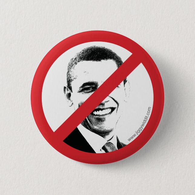 Badge Rond 5 Cm International non ! Obama (Devant)